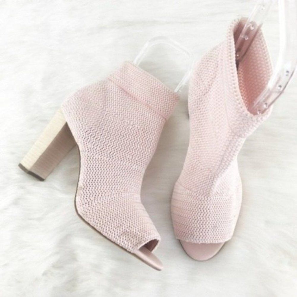 AVEC LES FILLES Mariah Pink Knit Sock Boots 